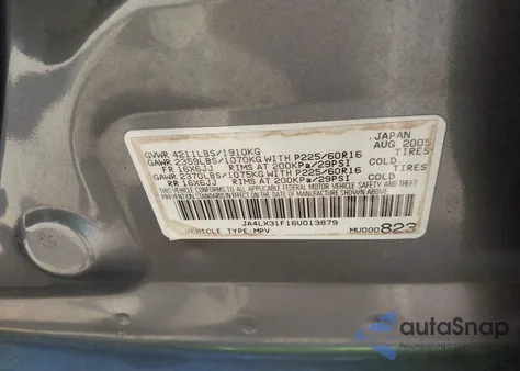 2006 Mitsubishi Outlander Ls из США, поврежденный, VIN JA4LX31F16U013879